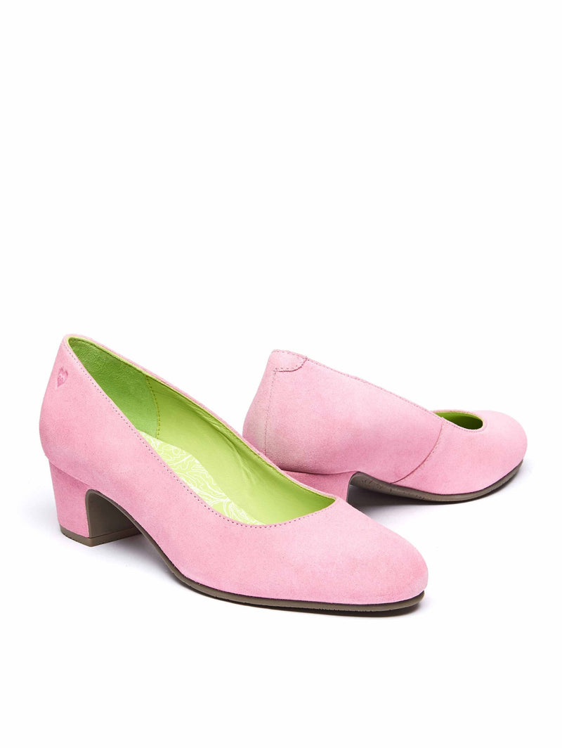 Pink suede block heel court shoes - KEEL SUEDE SWEET PEA PINK