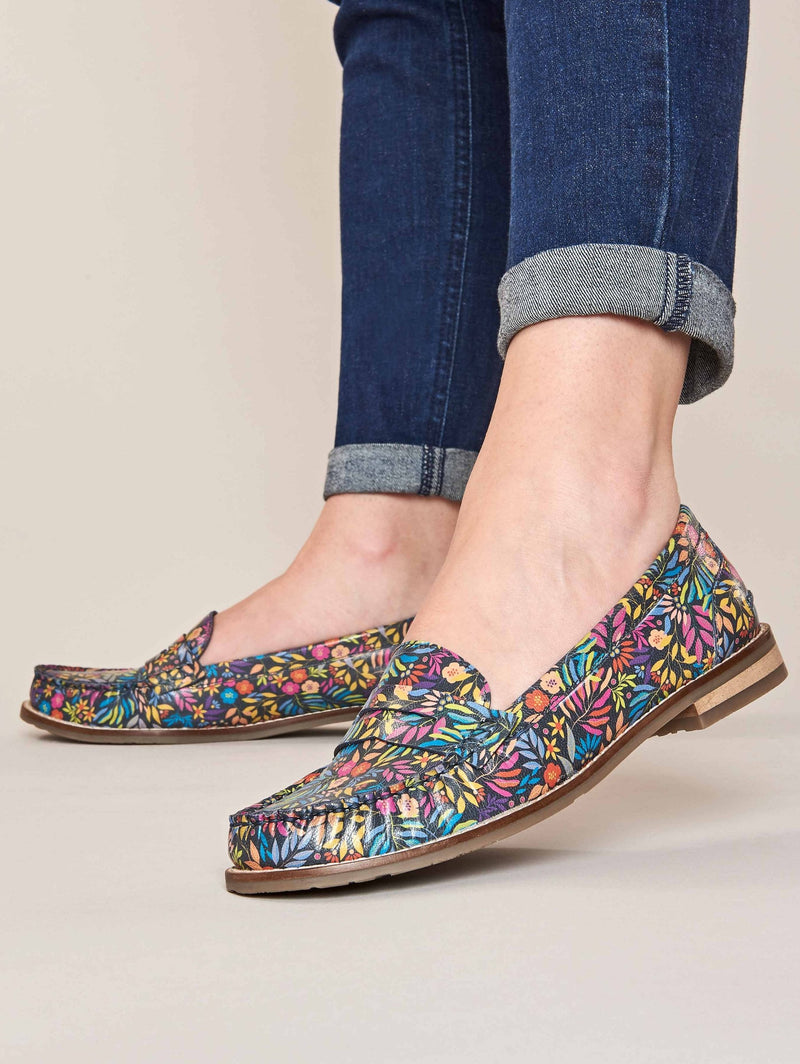 Multi classic leather penny loafers - PETREL LEATHER EDEN FLORAL