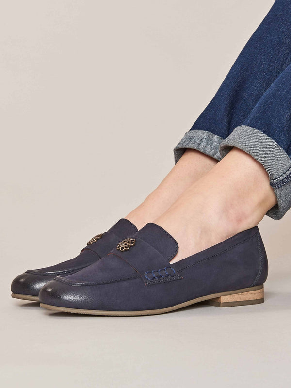 Blue nubuck penny loafer - CHIDORI INDIGO