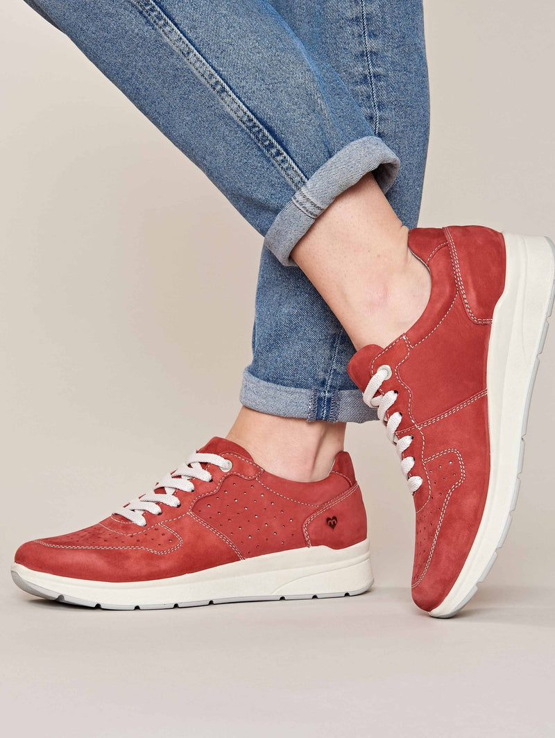 Red Colourful nubuck trainer pumps - KAZOO LIPSTICK RED