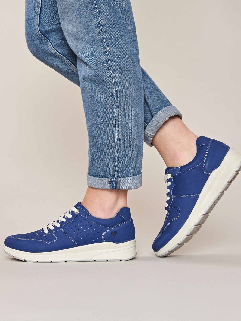 Blue Colourful nubuck trainer pumps - KAZOO COBALT BLUE