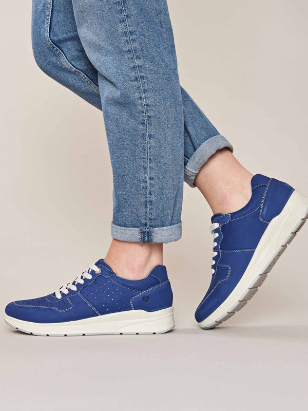 Blue Colourful nubuck trainer pumps - KAZOO COBALT BLUE