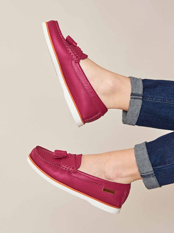 Pink ladies' moccasin loafer - MAENPORTH FUCHSIA PINK
