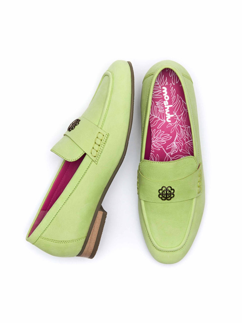 Green nubuck penny loafer - CHIDORI SHARP APPLE
