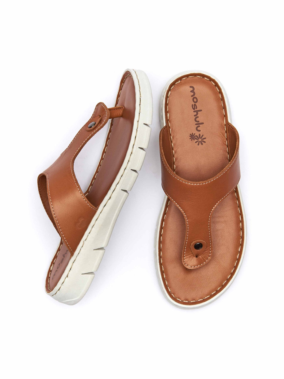Brown Leather toe-post sandals - PADRE TAN