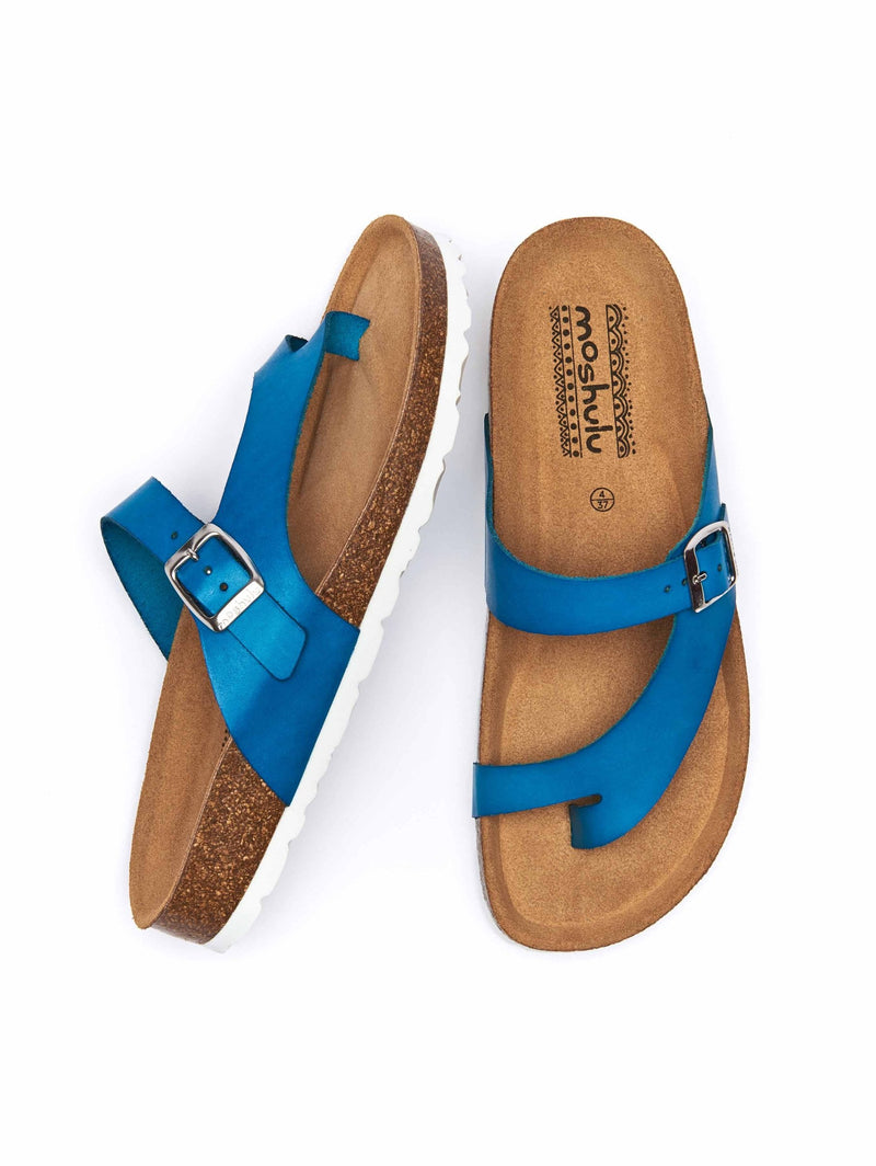 Blue toe-post cork footbed sandals - WILMA 2 CAPRI BLUE