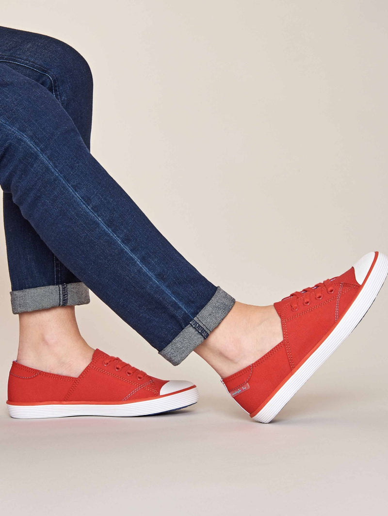 Red canvas lace-up trainers - HEMMICK GERANIUM RED