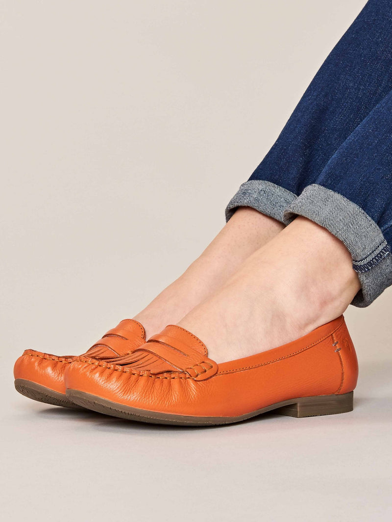 Orange fringed leather loafers - ITALIAN DRESSING ORANGE