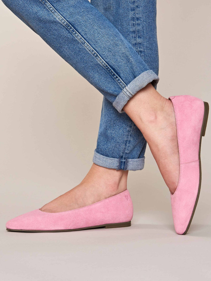 Pink suede pointed ballet pumps - KALLELA SWEET PEA PINK