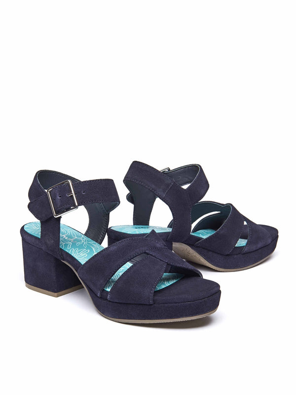 Blue platform cross-over sandal - ARANIKO INDIGO
