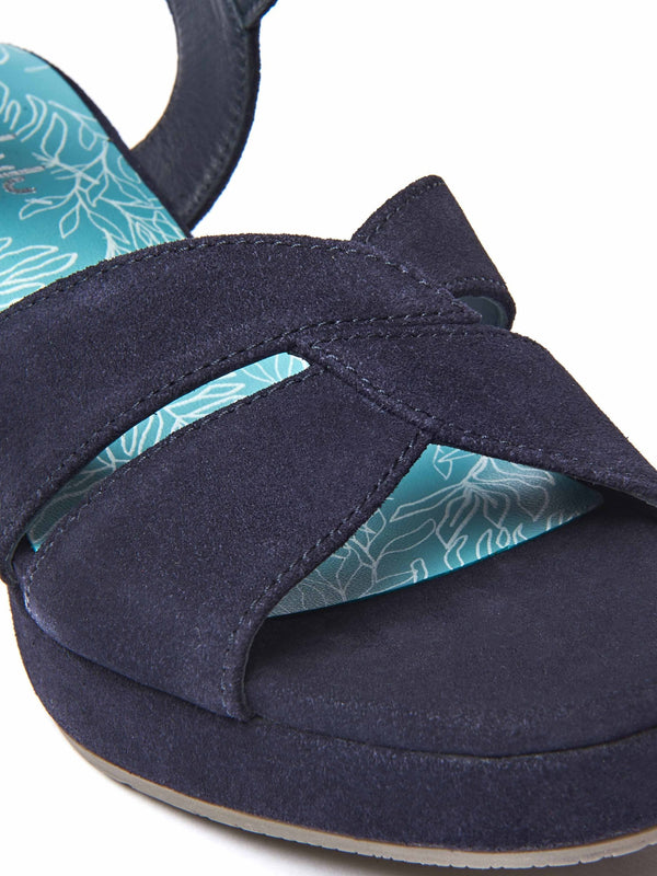 Blue platform cross-over sandal - ARANIKO INDIGO