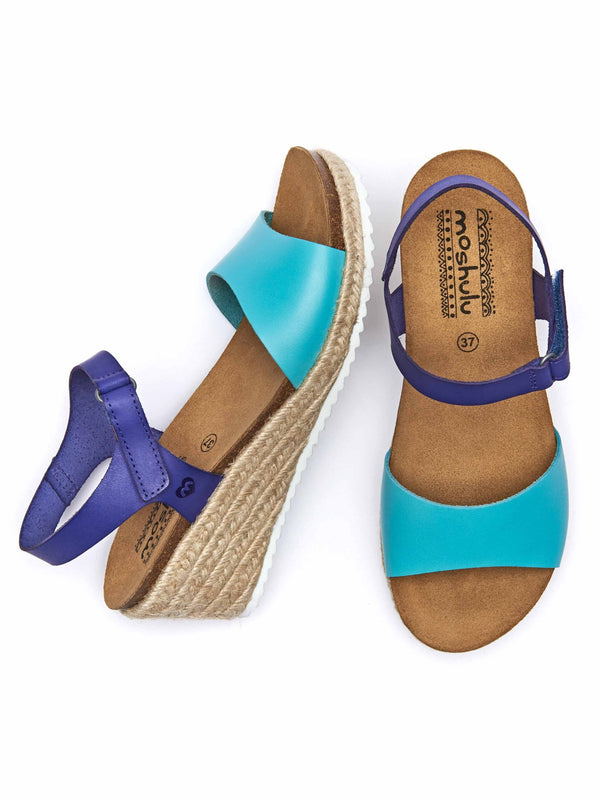 Blue Espadrille wedge sandals - MENABILLY AQUA/ROYAL BLUE