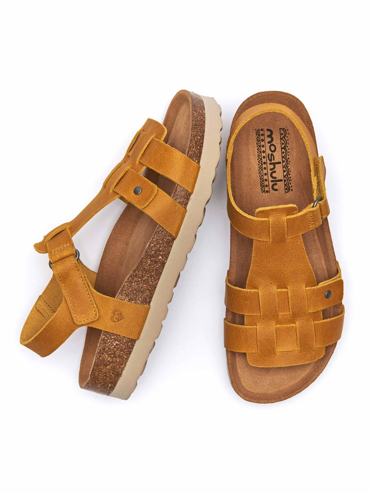 Yellow Leather t-bar cork sandal - SAUNTON YELLOW