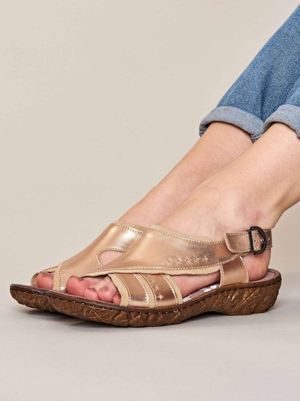 Metallic / Pink metallic leather sandals - SOUK METALLIC ROSE GOLD