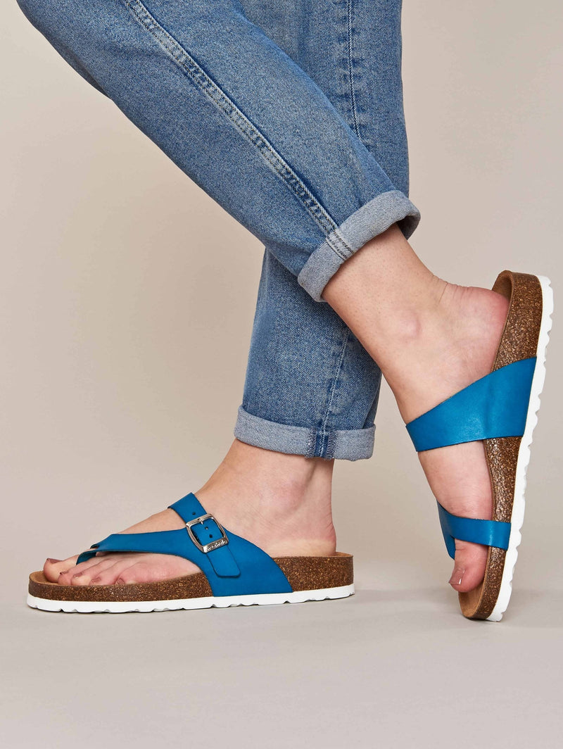 Blue toe-post cork footbed sandals - WILMA 2 CAPRI BLUE