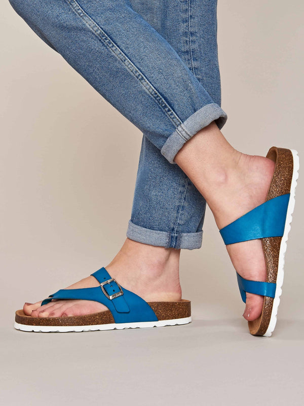 Blue toe-post cork footbed sandals - WILMA 2 CAPRI BLUE