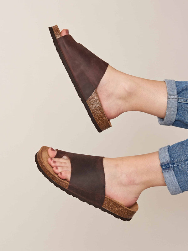 Brown Toe-loop cork footbed sandals - LUNAN CHOCOLATE