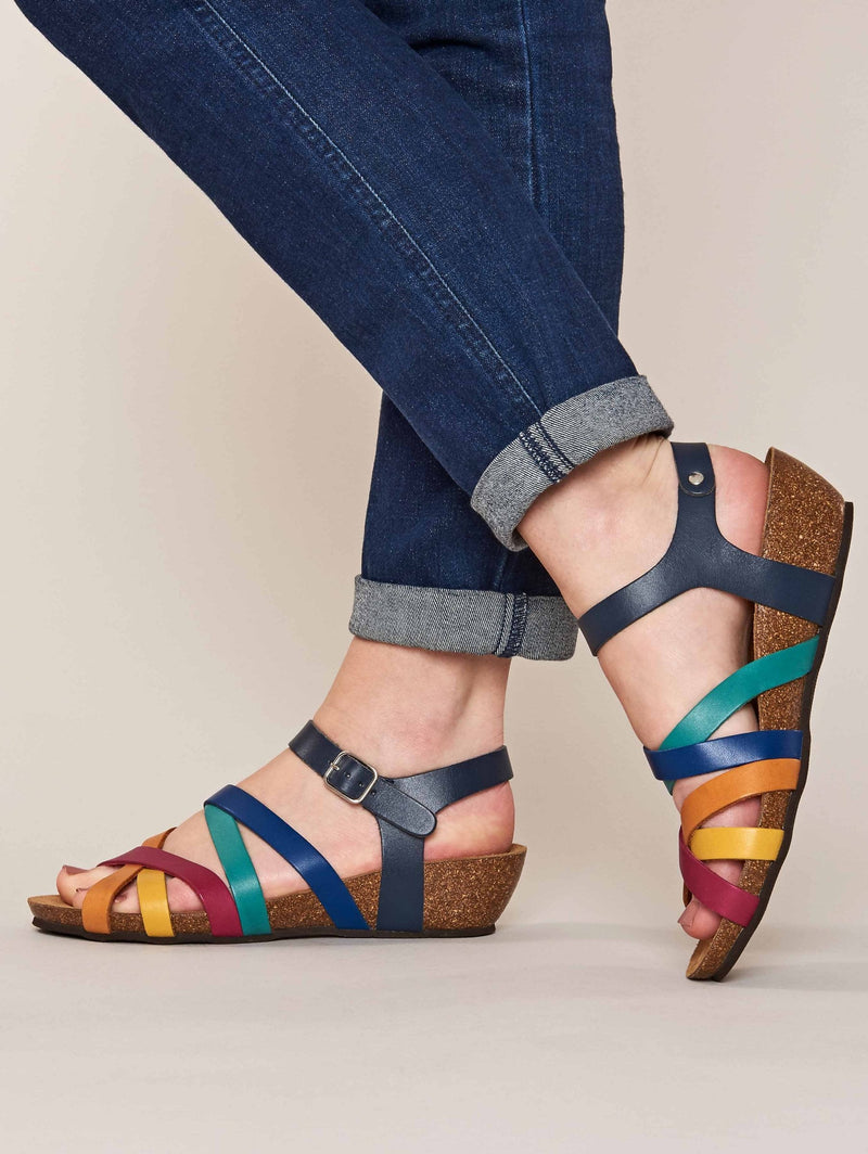 Multi wedged cork footbed sandals - ZILLA RAINBOW MULTI