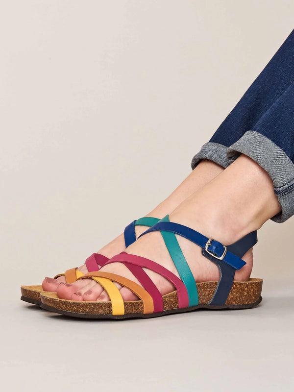 Multi strappy contoured cork sandals - GINGER ALE RAINBOW MULTI