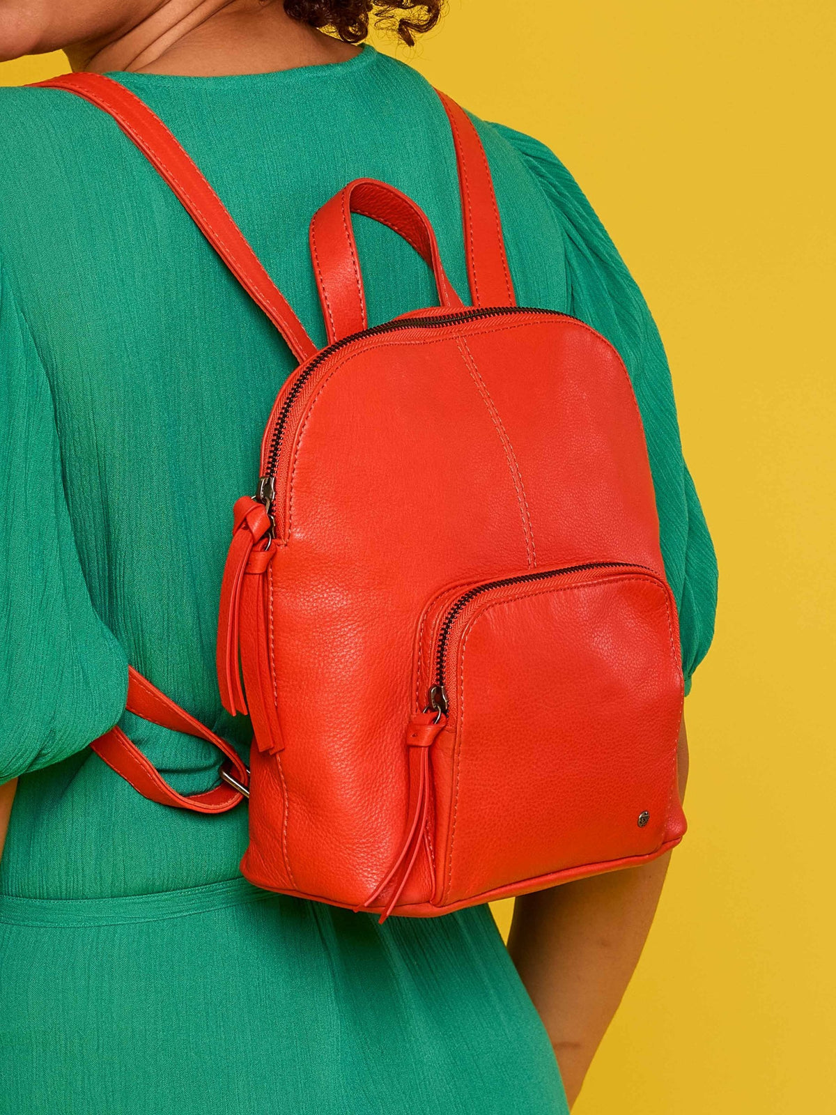 Red leather mini backpack - MELDON GERANIUM RED