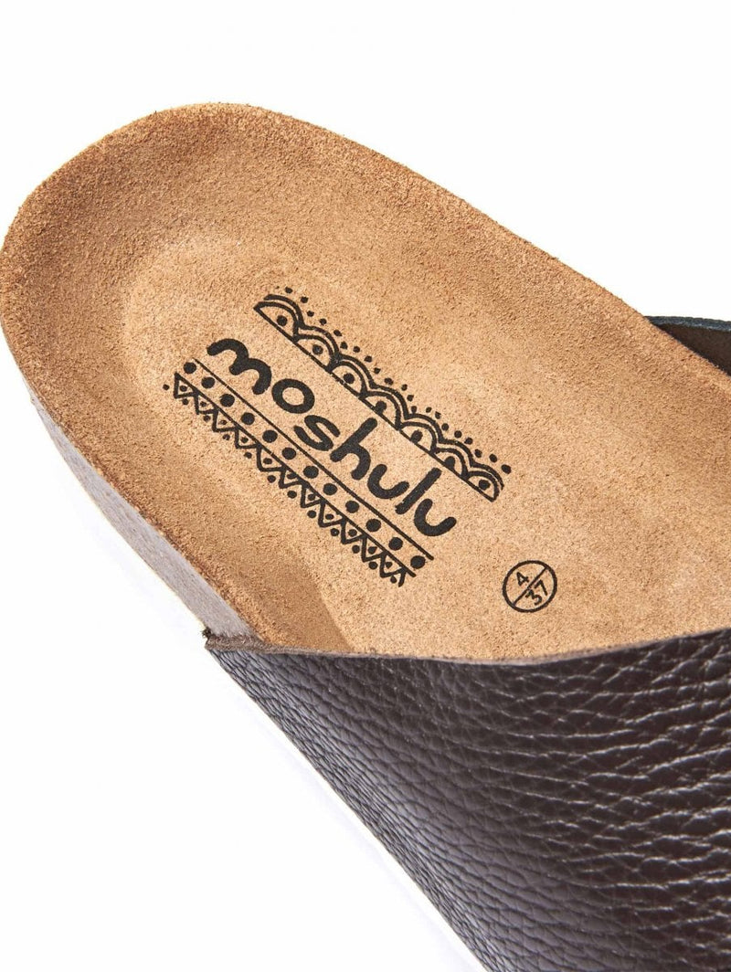 Brown Crossover metallic leather sandals - MARGATE METALLIC CHOCOLATE