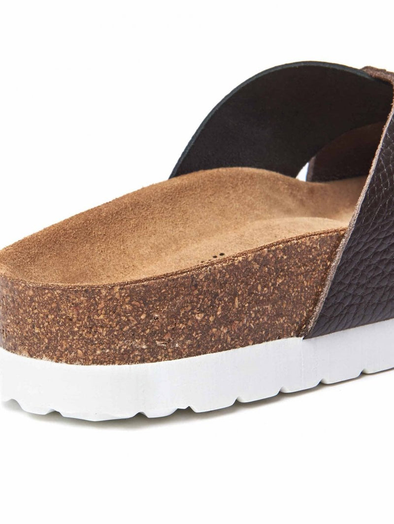 Brown Crossover metallic leather sandals - MARGATE METALLIC CHOCOLATE