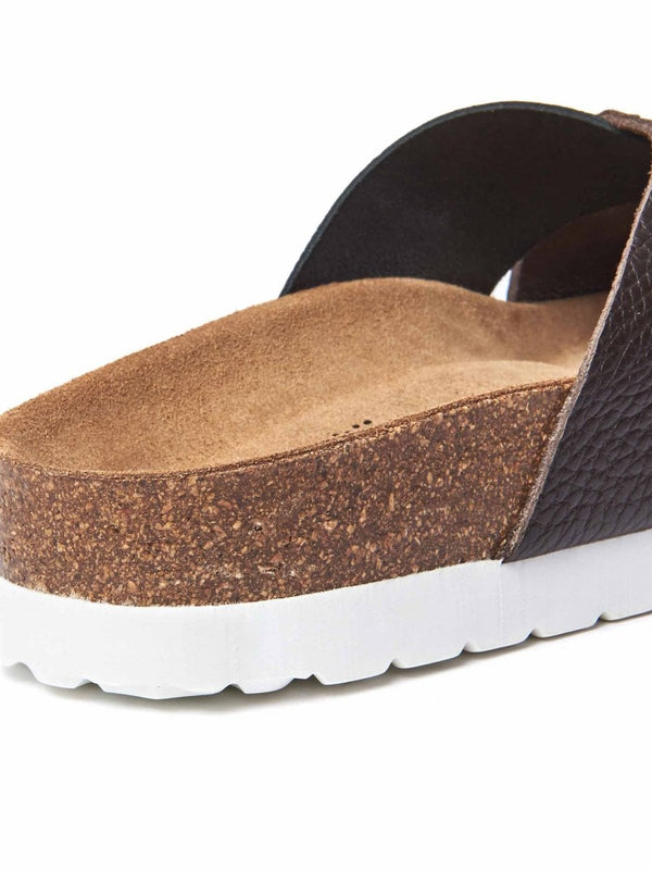 Brown Crossover metallic leather sandals - MARGATE METALLIC CHOCOLATE