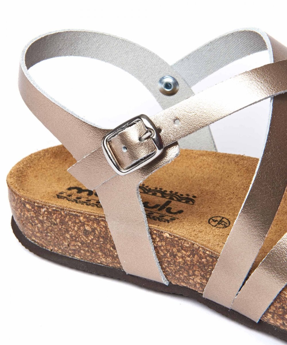 Metallic strappy cork footbed sandals - GINGER ALE METALLIC GILT