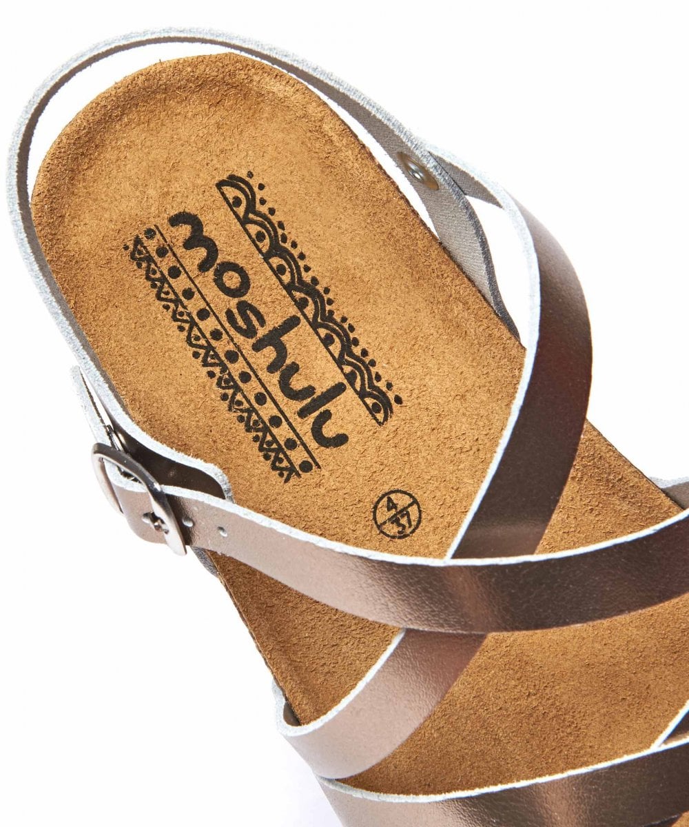 Metallic strappy cork footbed sandals - GINGER ALE METALLIC GILT