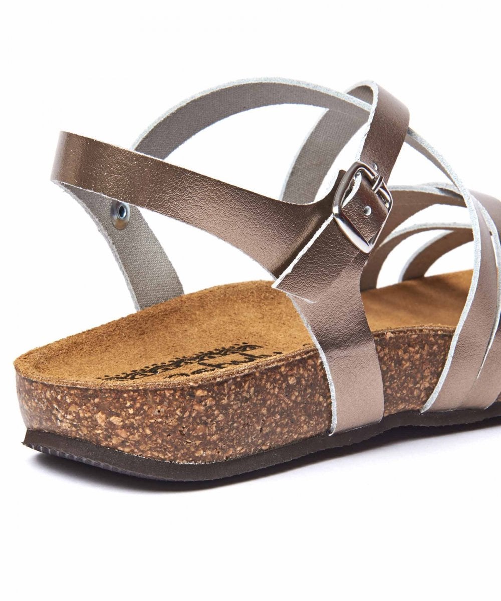 Metallic strappy cork footbed sandals - GINGER ALE METALLIC GILT