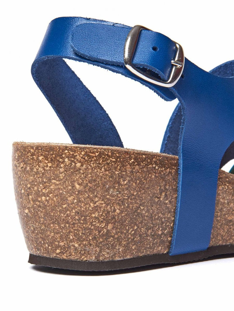 Blue Strappy wedged cork footbed sandals - BRANDY SOUR COBALT BLUE