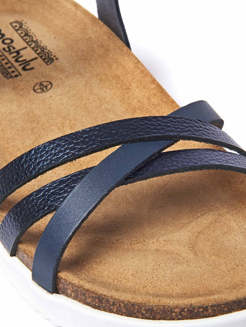 Blue Crossover strap cork sandals - ELMER INDIGO