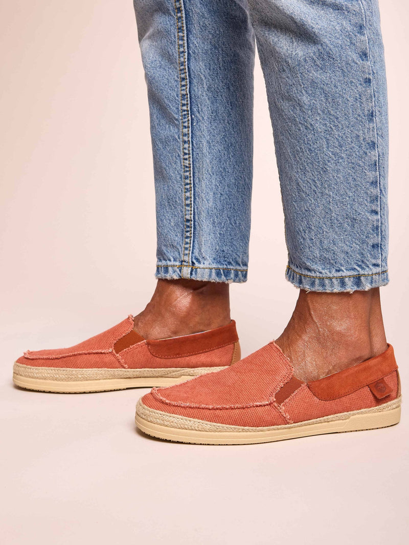 Orange men's slip on espadrille shoes - WEIR ORANGE