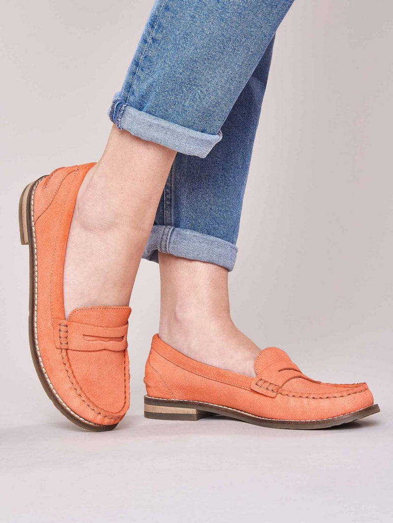 Orange classic suede penny loafers - PETREL SUEDE SUN-KISSED PEACH