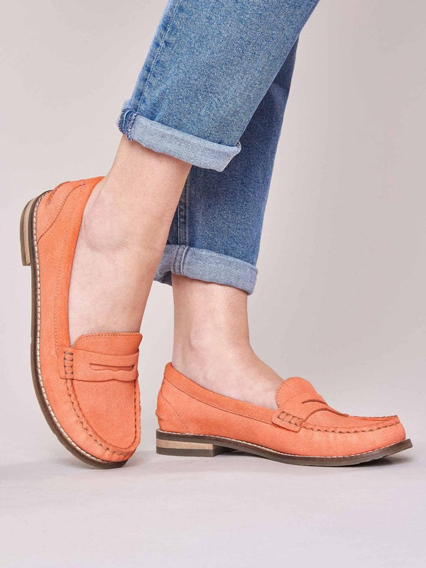 Orange classic suede penny loafers - PETREL SUEDE SUN-KISSED PEACH