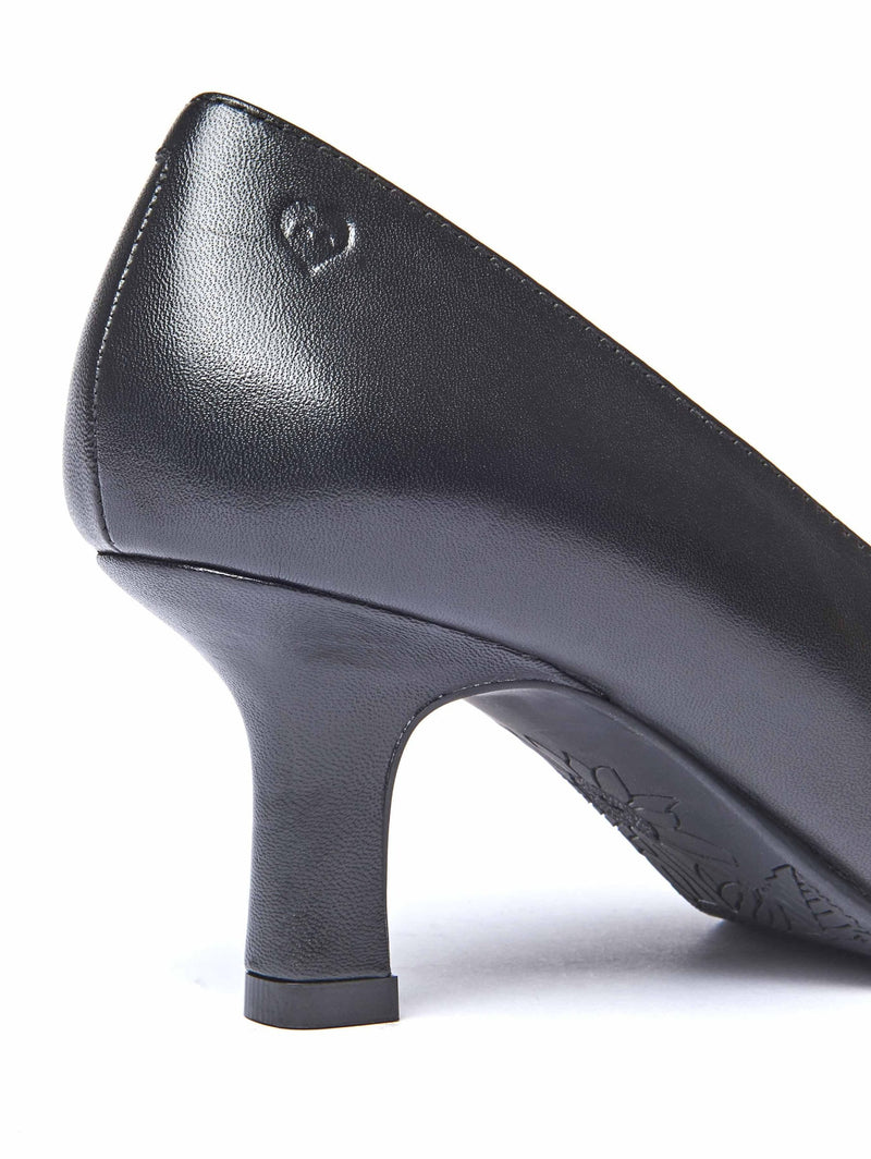 Black kitten heel court shoes - ASANO BLACK