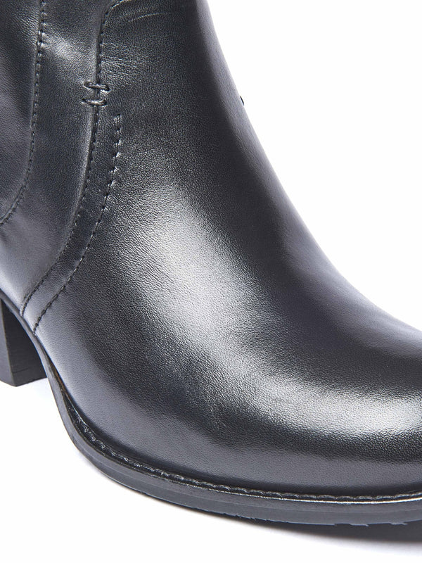 Black leather Western heeled ankle boots - MORISOT LEATHER BLACK