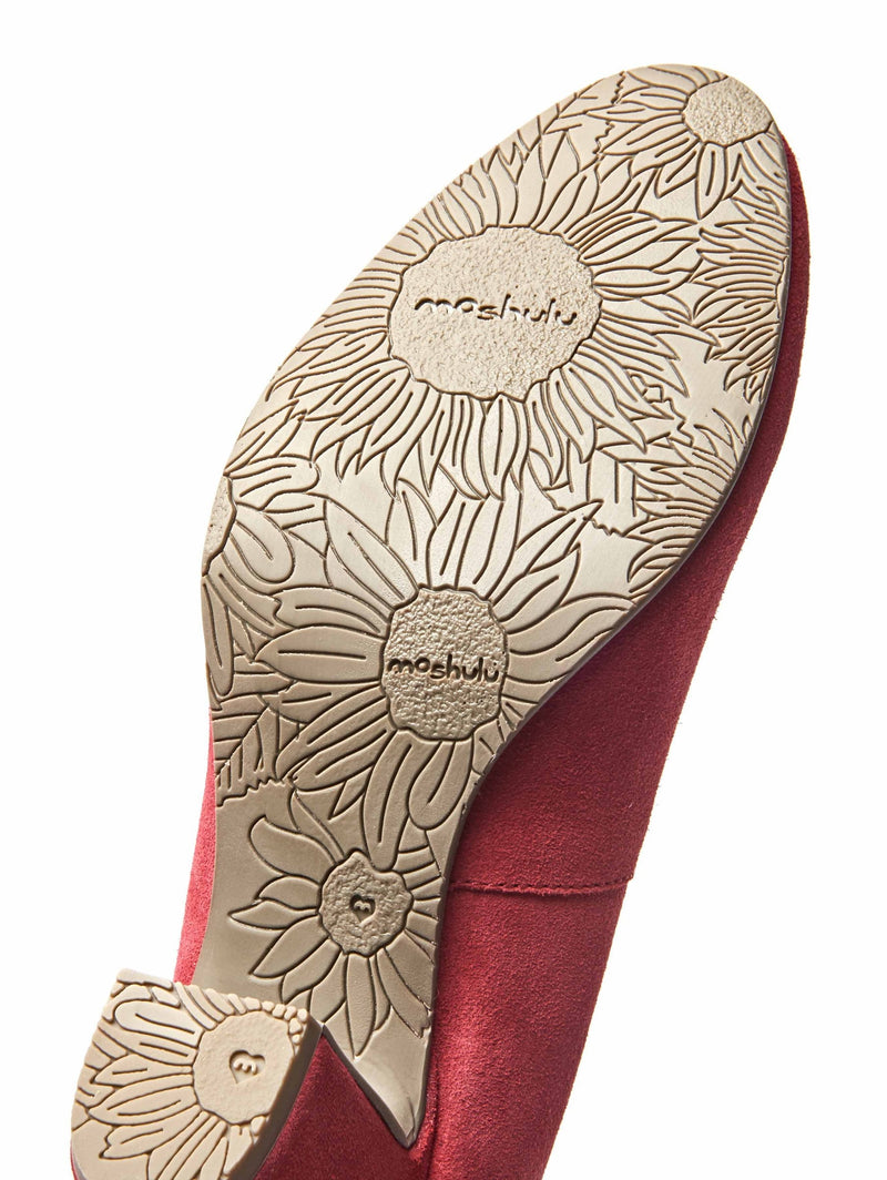 Red suede block heel court shoes - ASANTE LIPSTICK RED