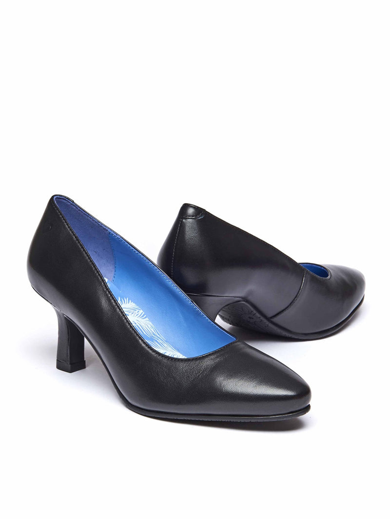Black kitten heel court shoes - ASANO BLACK