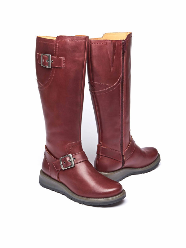 Red long leather wedge boots - STARGAZER ZINFANDEL RED
