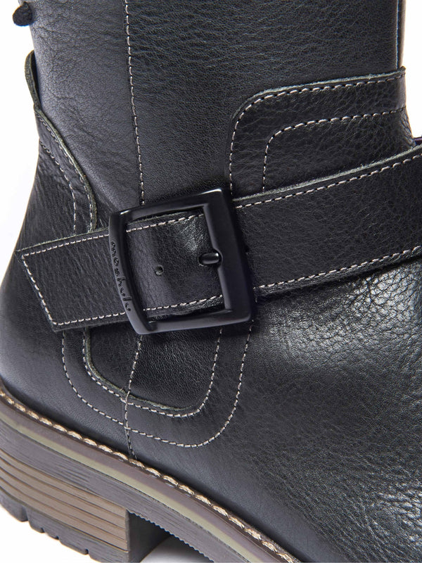 Black lace up leather long boots - ULRIKA BLACK
