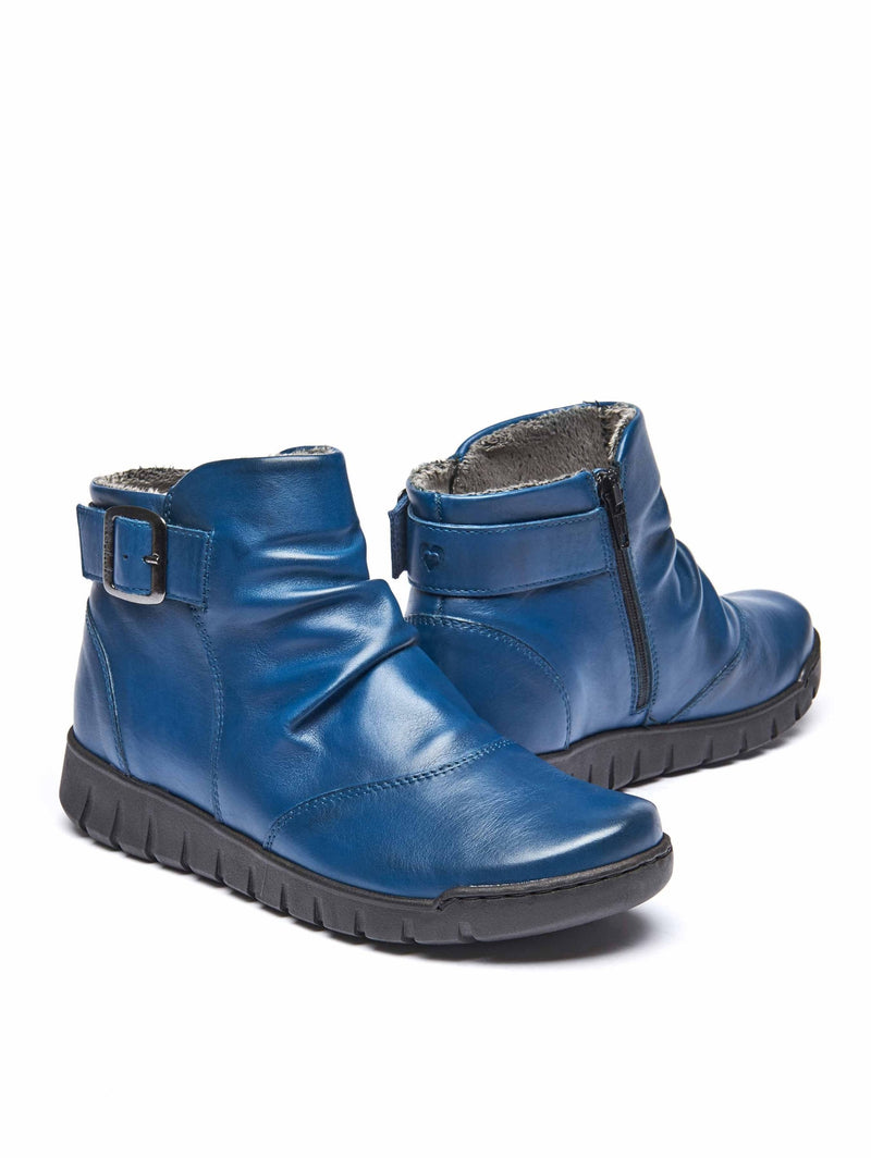 Blue ruched leather ankle boots - VAGAR DARK TEAL