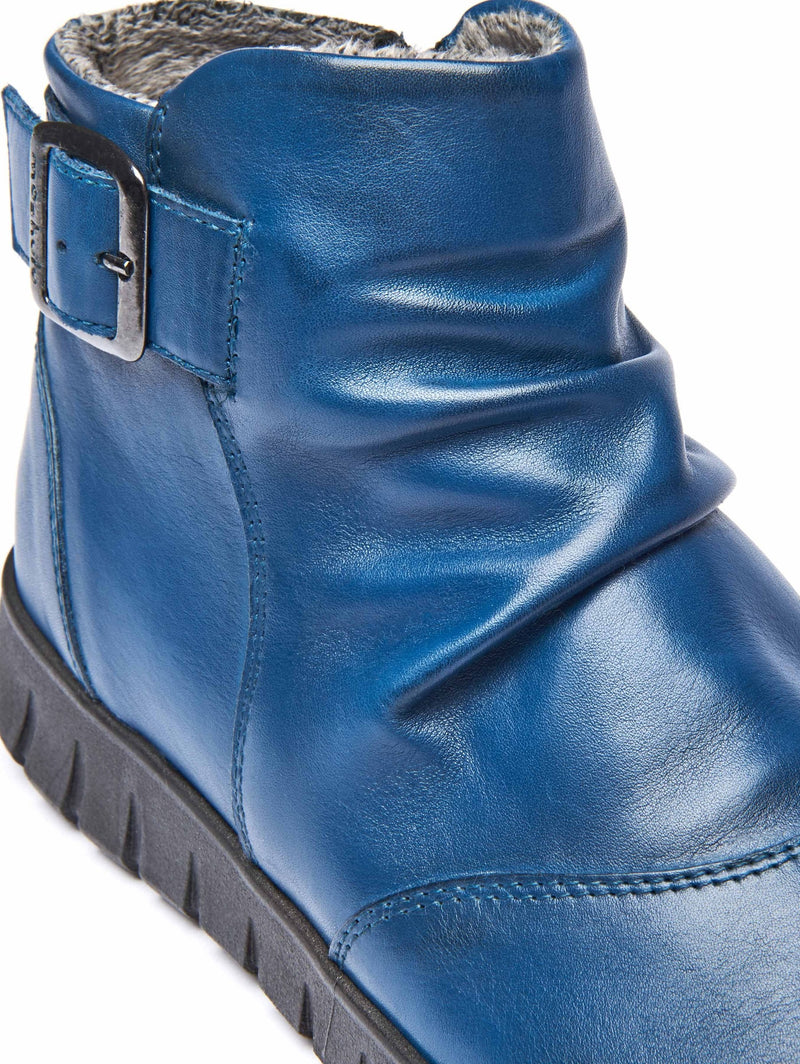Blue ruched leather ankle boots - VAGAR DARK TEAL