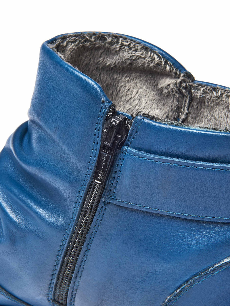 Blue ruched leather ankle boots - VAGAR DARK TEAL