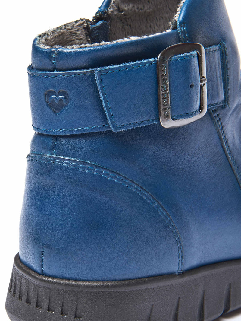 Blue ruched leather ankle boots - VAGAR DARK TEAL