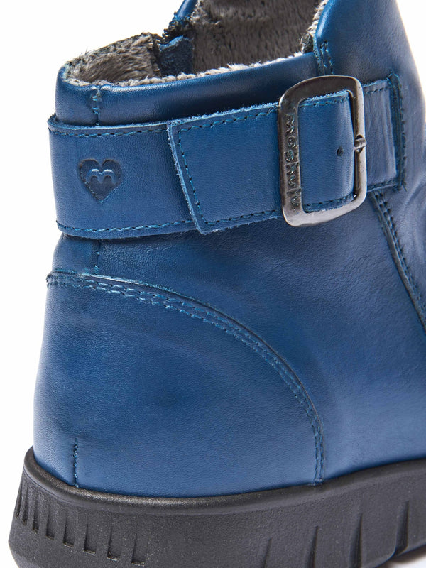 Blue ruched leather ankle boots - VAGAR DARK TEAL