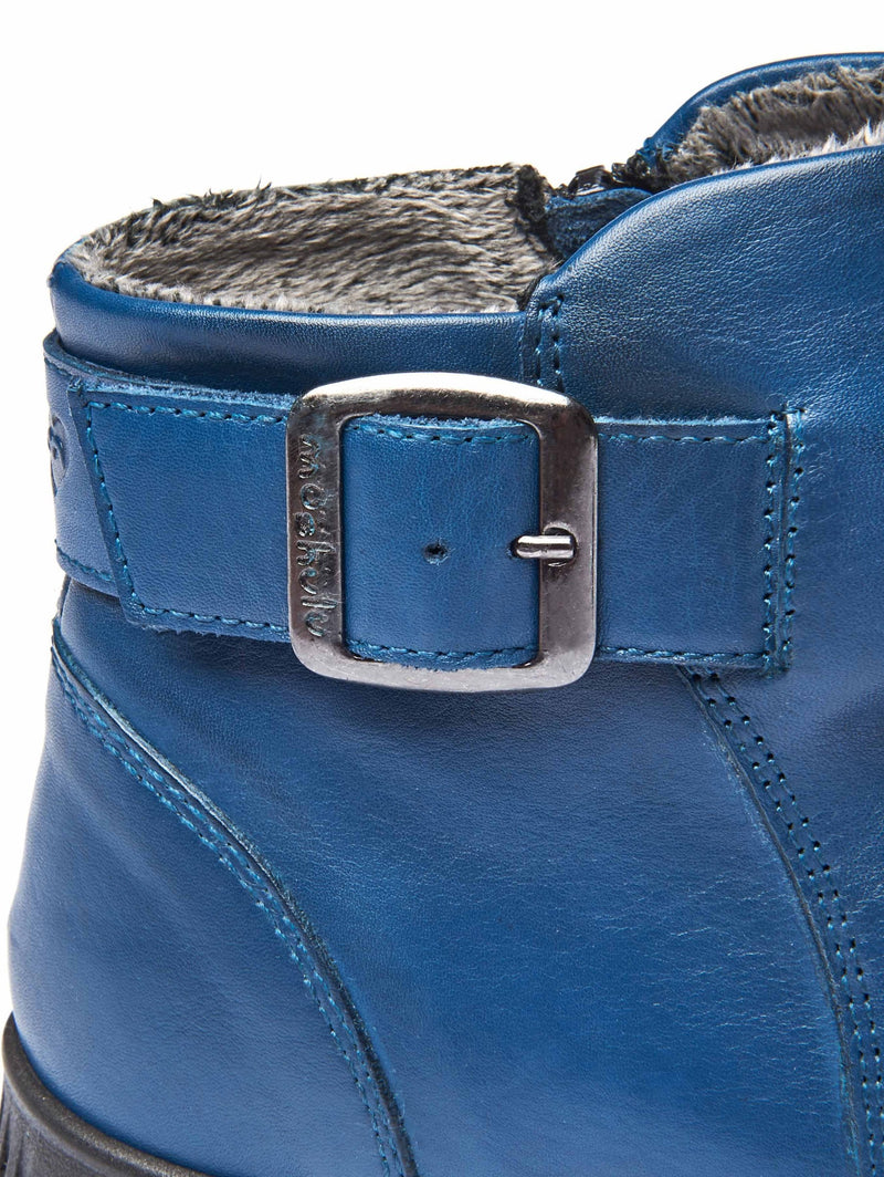 Blue ruched leather ankle boots - VAGAR DARK TEAL