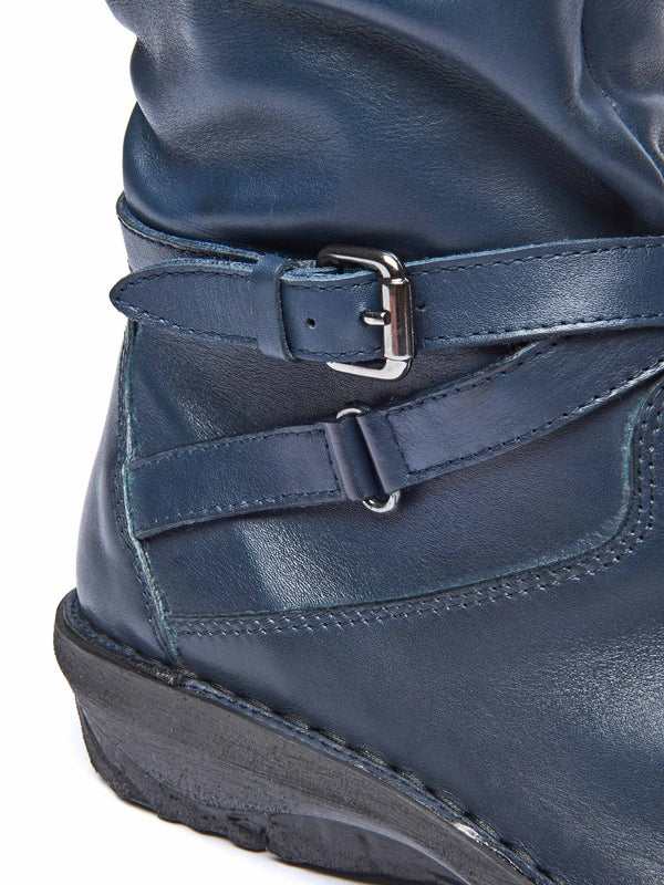 Purple slouchy mid-length leather boots - TEACAKE ROYAL PURPLE