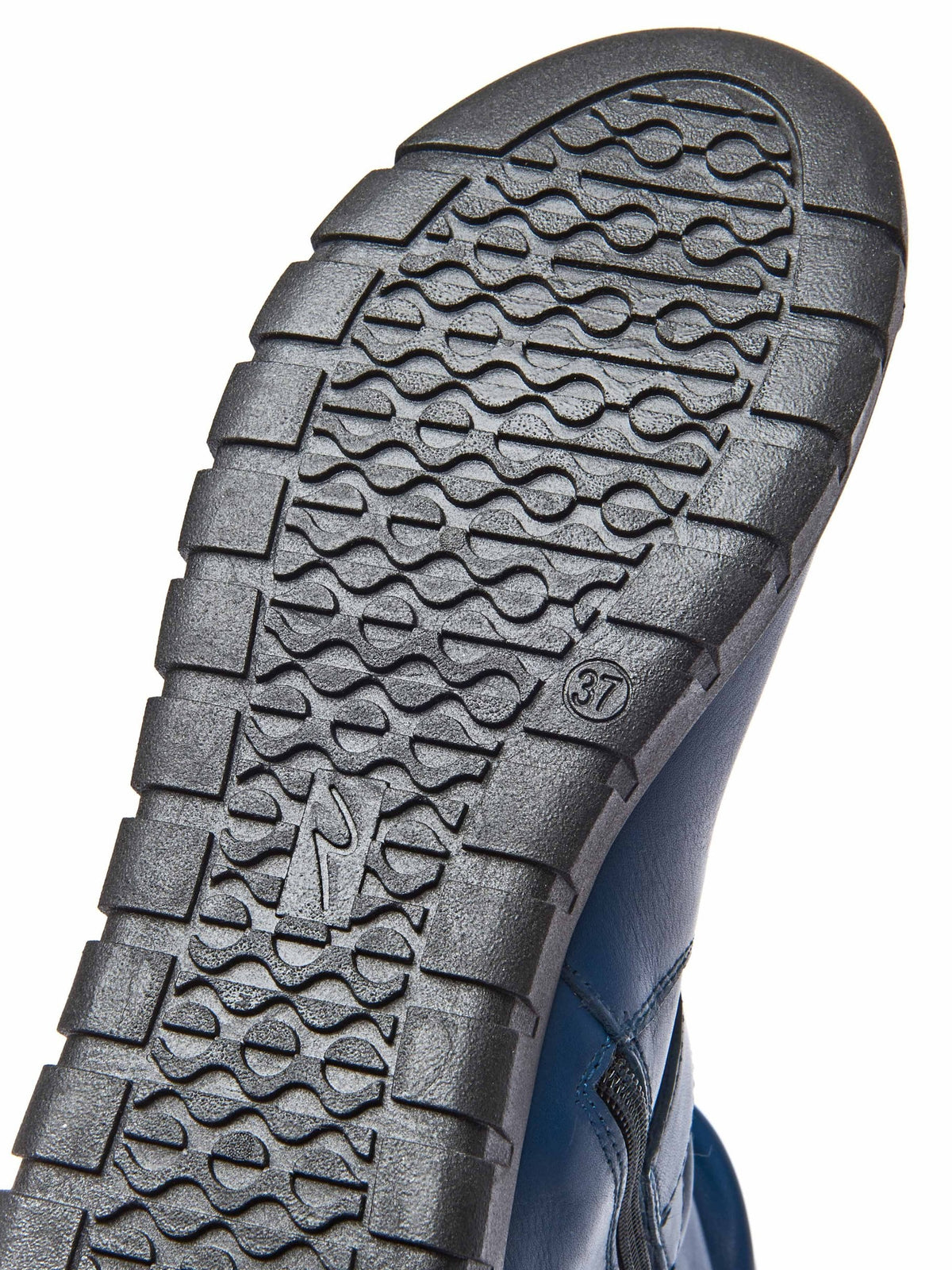 Blue ruched leather mid-length boots - MALMO DARK TEAL