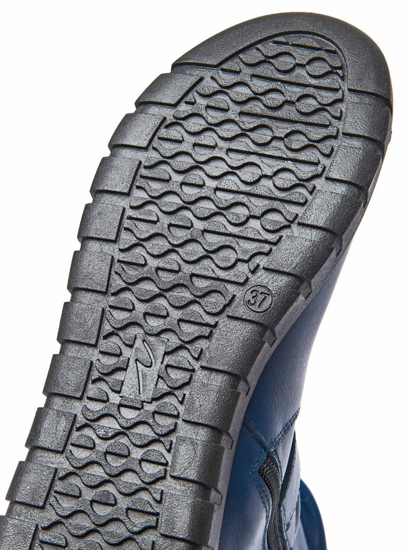 Blue ruched leather mid-length boots - MALMO DARK TEAL